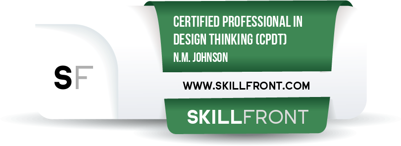 SkillFront Certified Professional In Design Thinking™ (CPDT™) Certification Shareable and Verifiable Digital Badge