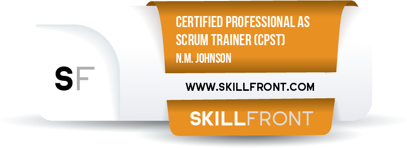 SkillFront Certified Professional As Scrum Trainer™ (CPST™) Certification Shareable and Verifiable Digital Badge