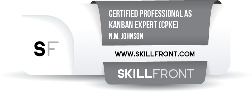 SkillFront Certified Professional As Kanban Expert™ (CPKE™) Certification Shareable and Verifiable Digital Badge