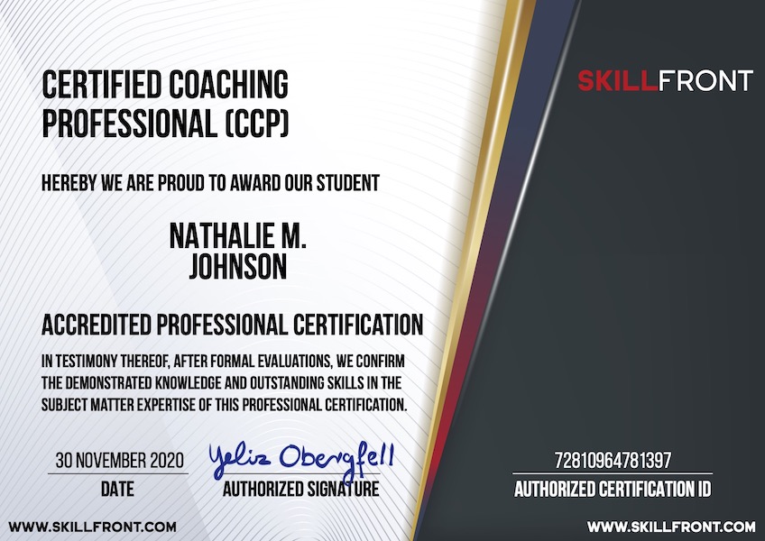 SkillFront Certified Coaching Professional™ (CCP™) Certification Document