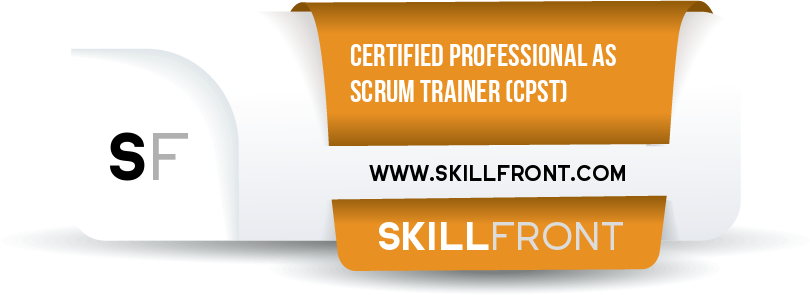 SkillFront Certified Professional As Scrum Trainer™ (CPST™) Certification Shareable and Verifiable Digital Badge