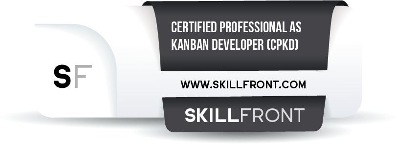 SkillFront Certified Professional As Kanban Developer™ (CPKD™) Certification Shareable and Verifiable Digital Badge