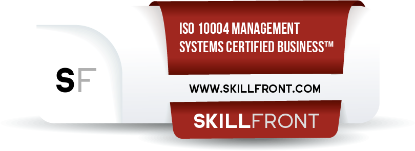 SkillFront ISO 10004:2018 Quality Management Systems (Customer Satisfaction) Certified Business™ Certification Shareable and Verifiable Digital Badge